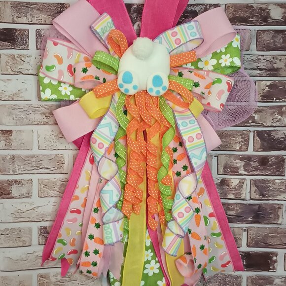 Easter Bow, Bunny Bow, Wreath Bow ,Lantern Bow, Basket Bow, Mailbox Bow, Easter - Picture 4 of 6
